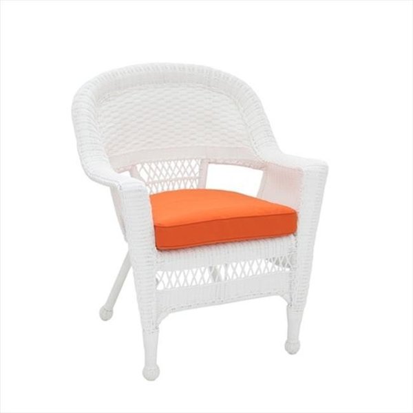 Jeco Jeco W00206-C-FS016 White Wicker Chair With Orange Cushion W00206-C-FS016